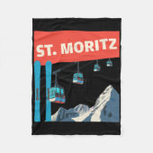 St. Moritz Skiing - Retro St. Moritz Ski  Fleecedecke (Vorderseite)