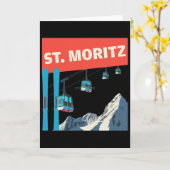 St. Moritz Skiing - Retro St. Moritz Ski  Karte (Gelbe Blume)
