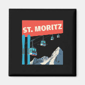 St. Moritz Skiing - Retro St. Moritz Ski  Magnet (Vorne)