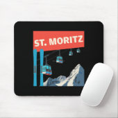 St. Moritz Skiing - Retro St. Moritz Ski  Mousepad (Mit Mouse)