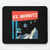 St. Moritz Skiing - Retro St. Moritz Ski  Mousepad (Vorne)