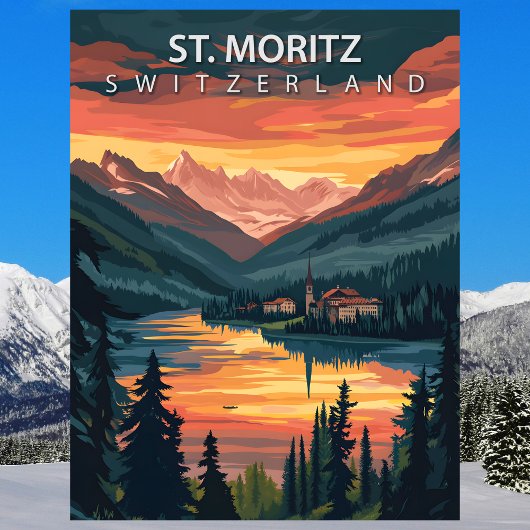 St. Moritz Switzerland Travel Alpine Winter Postkarte