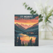 St. Moritz Switzerland Travel Alpine Winter Postkarte (Stehend Vorderseite)