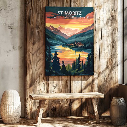 St. Moritz Switzerland Travel Canvas Wall Art Leinwanddruck