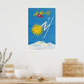 St. Moritz Switzerland Vintage Ski Poster - Framed (Küche)