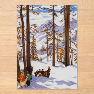 St. Moritz Vintage Skifahrer Alpine Eleganz Kunst Acryleinladungen
