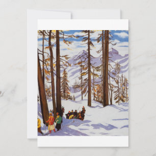 St. Moritz Vintage Skifahrer Alpine Eleganz Kunst Einladung