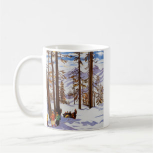 St. Moritz Vintage Skifahrer Alpine Eleganz Kunst Kaffeetasse