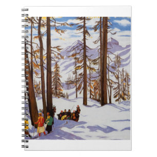 St. Moritz Vintage Skifahrer Alpine Eleganz Kunst Notizblock