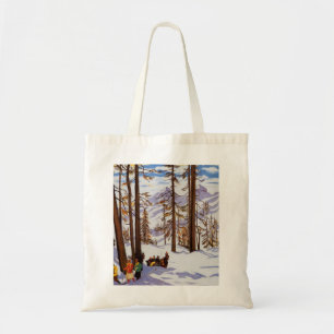 St. Moritz Vintage Skifahrer Alpine Eleganz Kunst Tragetasche
