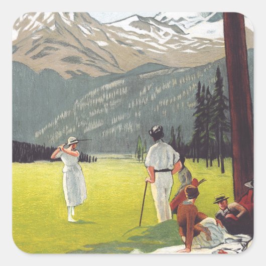 St. Moritz von Emil Cardinaux Quadratischer Aufkleber (Vorderseite)