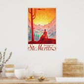 St Moritz Wanderberge Schweizer Alpen Schweiz Poster (Küche)