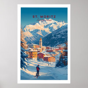 St Moritz Wandkunst Ski Druck 1 Poster