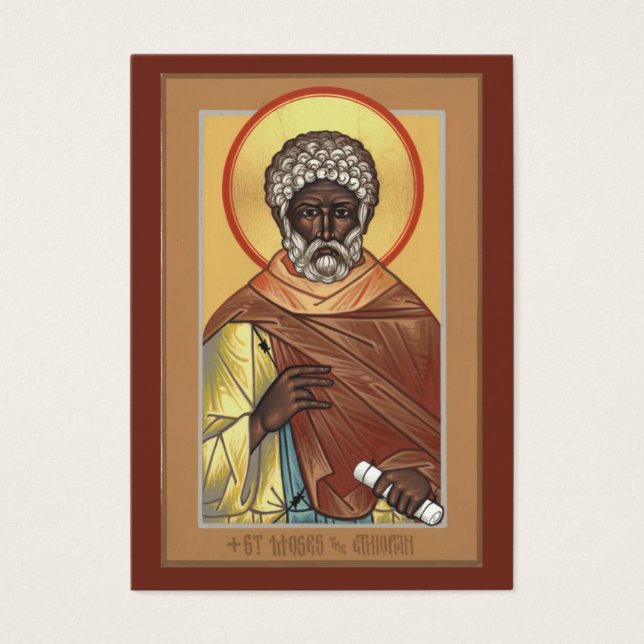 St. Moses, die äthiopische Mini-Gebetskarte (Vorderseite)
