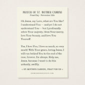 St. Mother Cabrini Katholische Religiöse Nun Gebet (Rückseite)