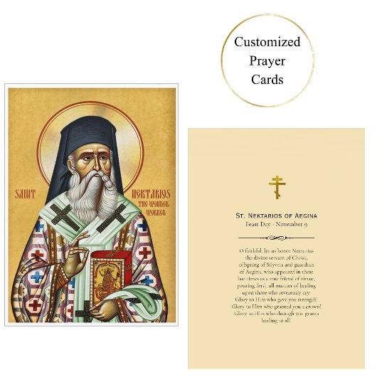 St. Nektarios von Aegina Prayer Card Platzkarte