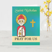St. Nicholas beten für Us Simple Catholic Saint Karte (Gelbe Blume)