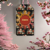 St Nicholas Christmas Poinsettia Blume Black Geschenkanhänger