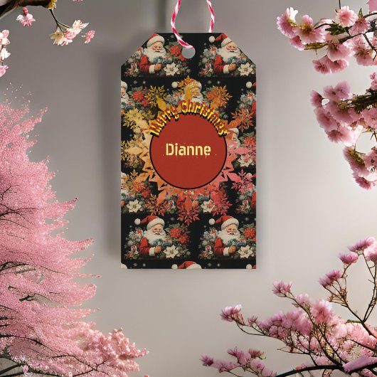 St Nicholas Christmas Poinsettia Blume Black Geschenkanhänger