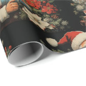St Nicholas Christmas Poinsettia Blume Black Geschenkpapier (Rolleneckpunkt)