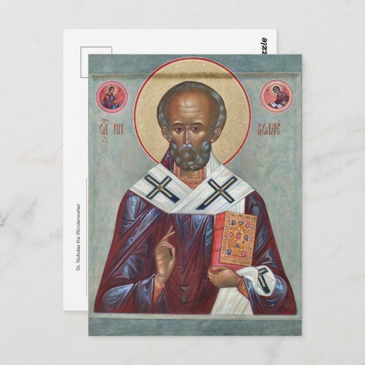 St. Nicholas, das Wonderworker Orthodoxe Symbol Postkarte (Vorne/Hinten)