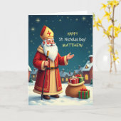 St Nicholas Day Customizable Name Smiles Wishes Karte (Gelbe Blume)