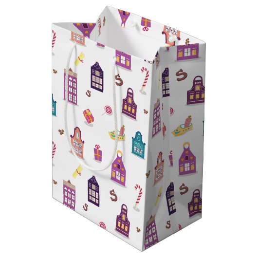 St. Nicholas Day Sinterklaas Dutch Holiday, Houses Mittlere Geschenktüte (Rückseite Schrägansicht)