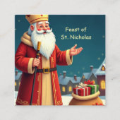 St. Nicholas Day Smiles and Warm Wishes Quadratische Visitenkarte (Vorderseite)