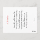 St. Nicholas, die Wonderworker Prayer Card Postkarte (Rückseite)