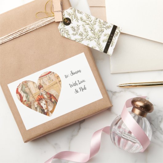 St. Nicholas Heart Sinterklaas St. Nick Tag Rechteckiger Aufkleber (Schenken)