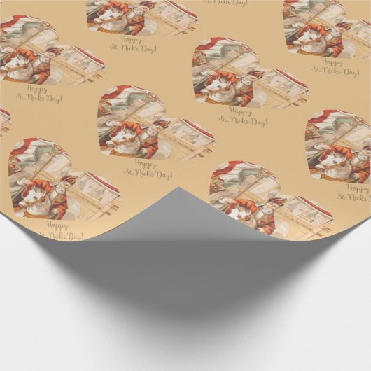 St. Nicholas Hearts Sinterklaas St. Nicks Day Wra Geschenkpapier (Ecke)