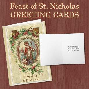 St. Nicholas Katholischer Feiertag Religiös Feiertagskarte