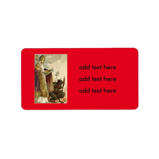 St. Nicholas Krampus Pitchfork Priester Adressaufkleber (Vorne)