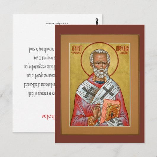 St. Nicholas Prayer Card Postkarte (Vorne/Hinten)