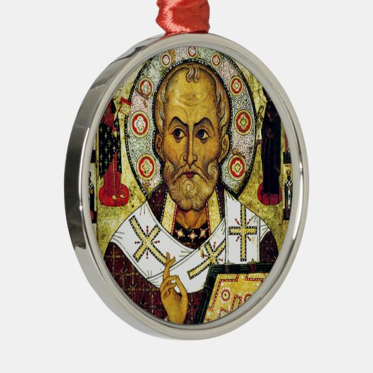 St. Nicholas - Schutzheilige der Kinder Silbernes Ornament (Rechts)