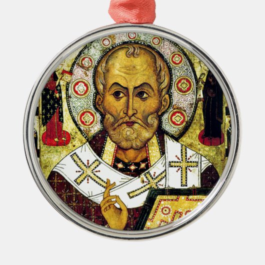 St. Nicholas - Schutzheilige der Kinder Silbernes Ornament (Vorne)
