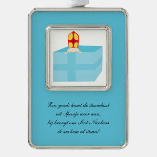 St. Nicholas Sinterklaas Kinder Kunst Niedlich Rahmen-Ornament Silber