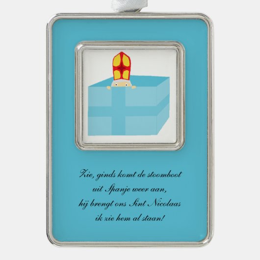 St. Nicholas Sinterklaas Kinder Kunst Niedlich Rahmen-Ornament Silber (Vorderseite)