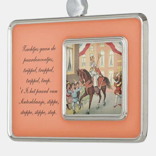 St. Nick Dutch Sinterklaas Reiten auf Vintagem Pfe Rahmen-Ornament Silber (Links)