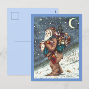 ST. NICK IN TEDDY BEAR ANZUG, CHRISTMAS TEDDIES FEIERTAGSPOSTKARTE