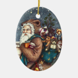 ST. NICK IN TEDDY BEAR ANZUG, CHRISTMAS TEDDIES KERAMIK ORNAMENT