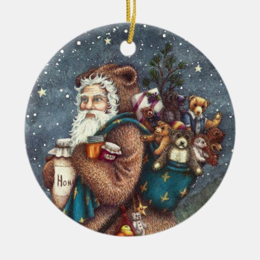 ST. NICK IN TEDDY BEAR ANZUG, CHRISTMAS TEDDIES KERAMIK ORNAMENT (Vorne)