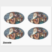 ST. NICK IN TEDDY BEAR ANZUG, CHRISTMAS TEDDIES OVALER AUFKLEBER (Blatt)