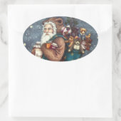 ST. NICK IN TEDDY BEAR ANZUG, CHRISTMAS TEDDIES OVALER AUFKLEBER (Tasche)