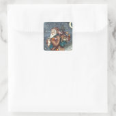 ST. NICK IN TEDDY BEAR ANZUG, CHRISTMAS TEDDIES QUADRATISCHER AUFKLEBER (Tasche)