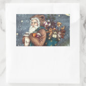 ST. NICK IN TEDDY BEAR ANZUG, CHRISTMAS TEDDIES RECHTECKIGER AUFKLEBER (Tasche)