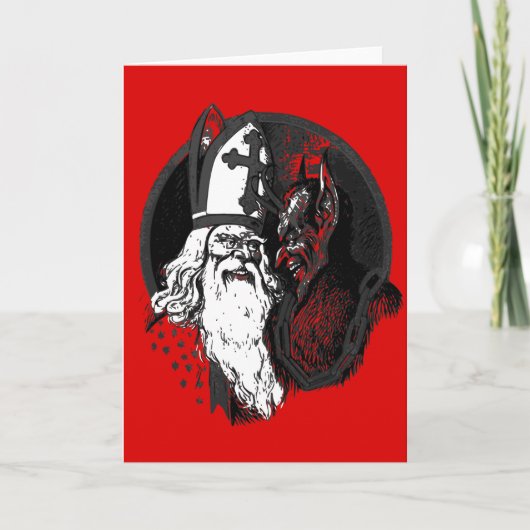 st Nick krampus Feiertagskarte (Vorderseite)