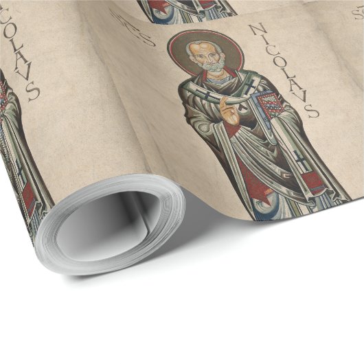 St. Nick St. Nikolaus von Myra Pattern Wasserfarbe Geschenkpapier (Rolleneckpunkt)