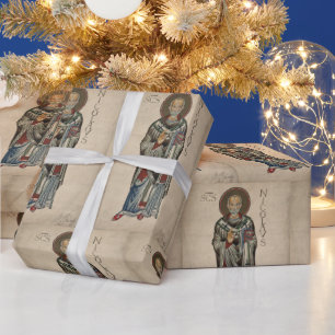 St. Nick St. Nikolaus von Myra Pattern Wasserfarbe Geschenkpapier