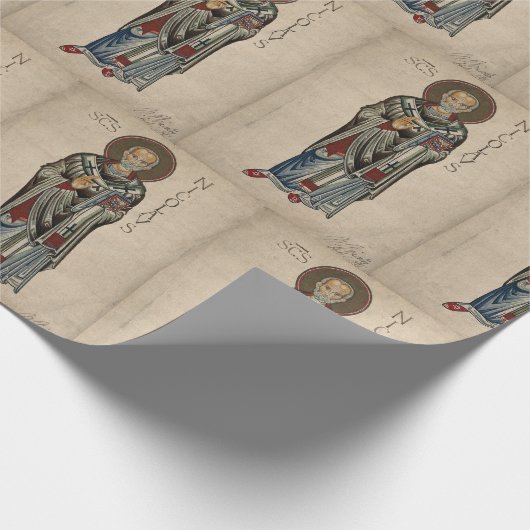 St. Nick St. Nikolaus von Myra Pattern Wasserfarbe Geschenkpapier (Ecke)